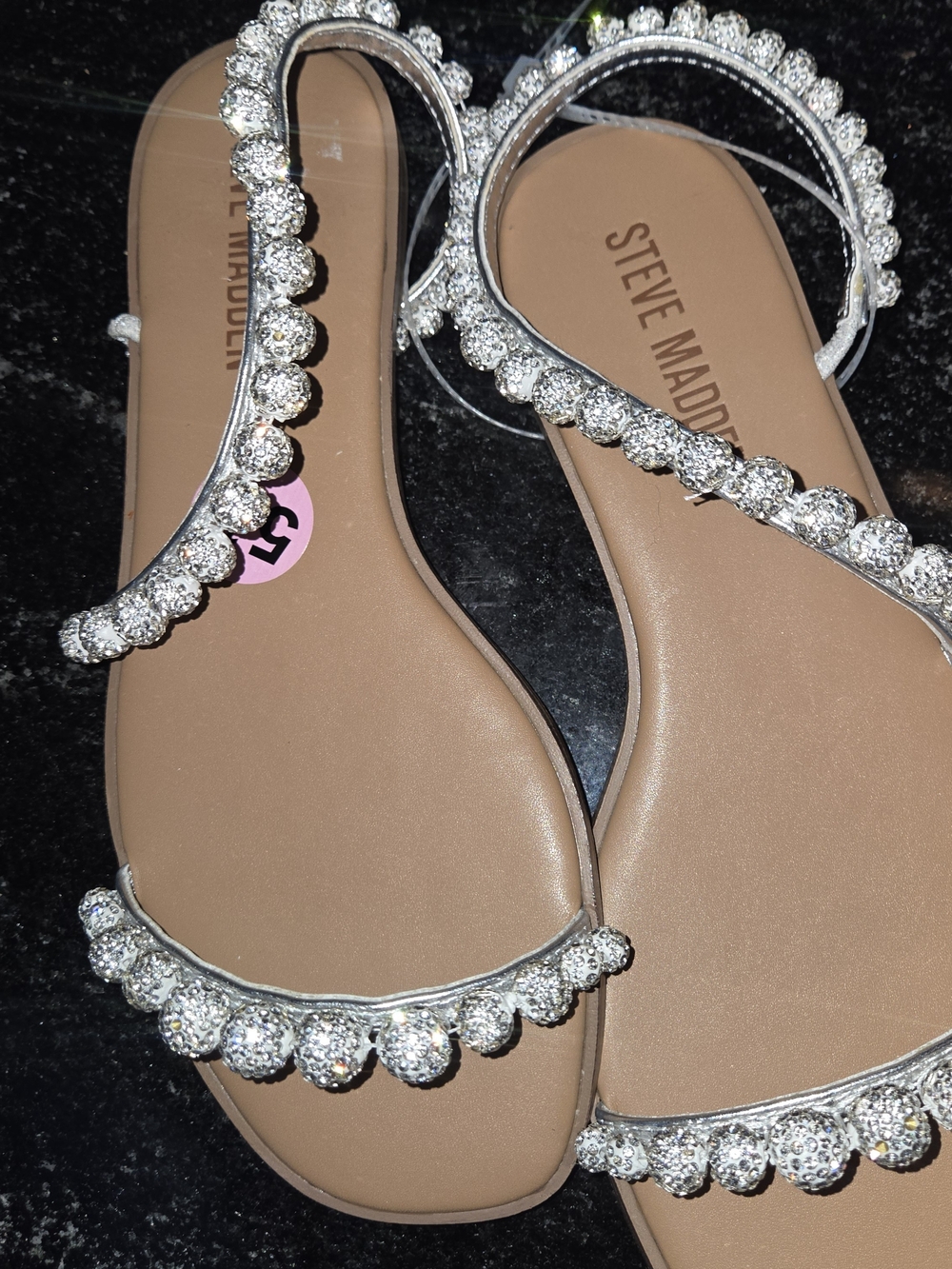 Steve Madden Silver Rhinestone Strap Women's Sandals